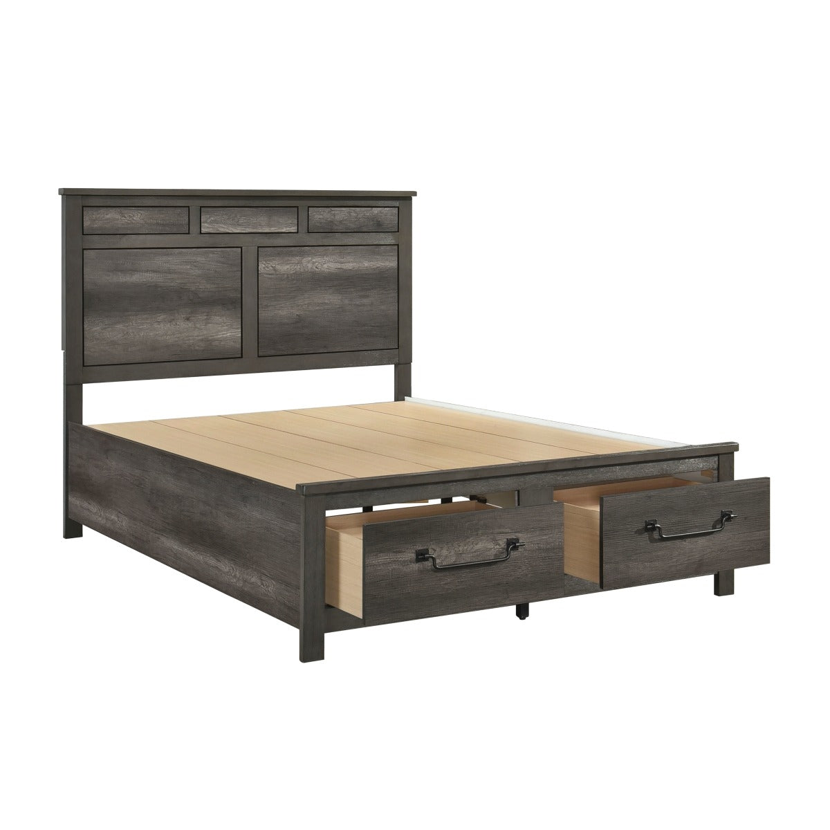 1342-1* Queen Platform Bed with Footboard Storage