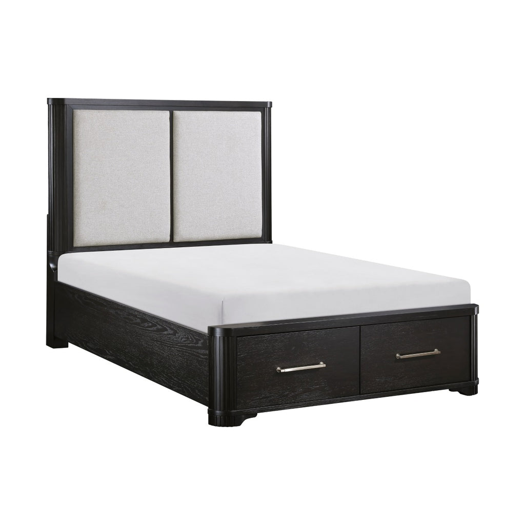 1381-1* Queen Platform Bed with Footboard Storage