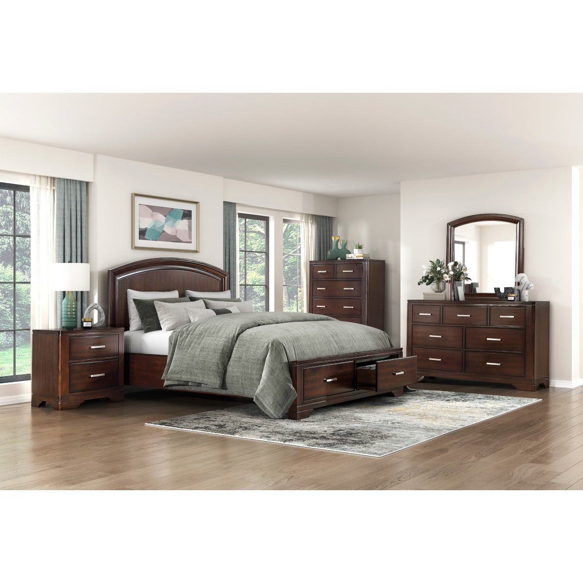 1520CHF-1* Full Platform Bed with Footboard Storage