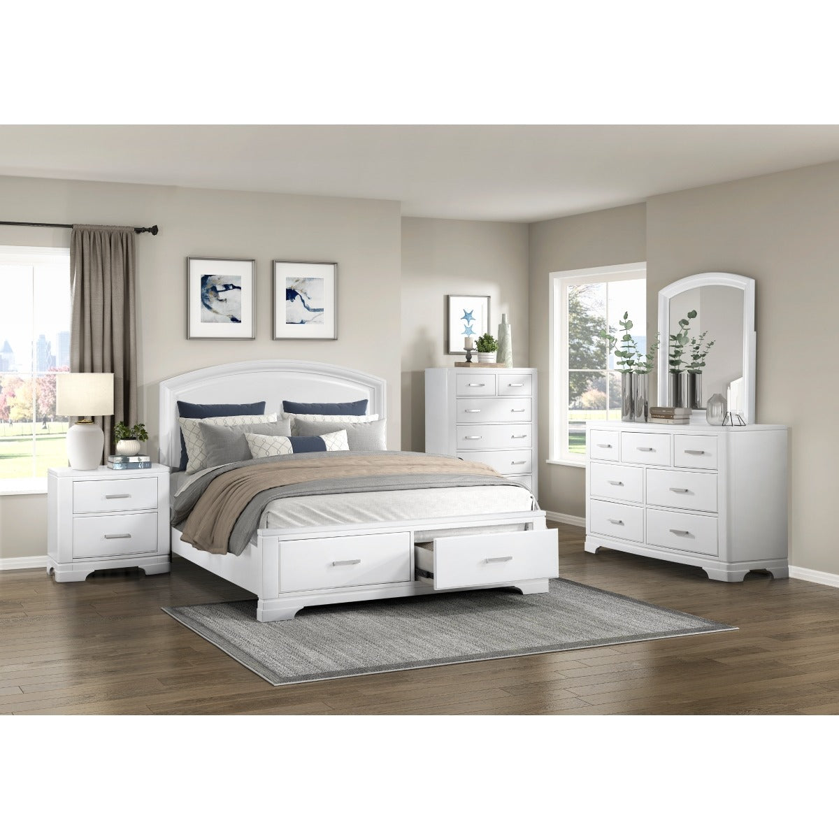 1520WH-1* Queen Platform Bed with Footboard Storage