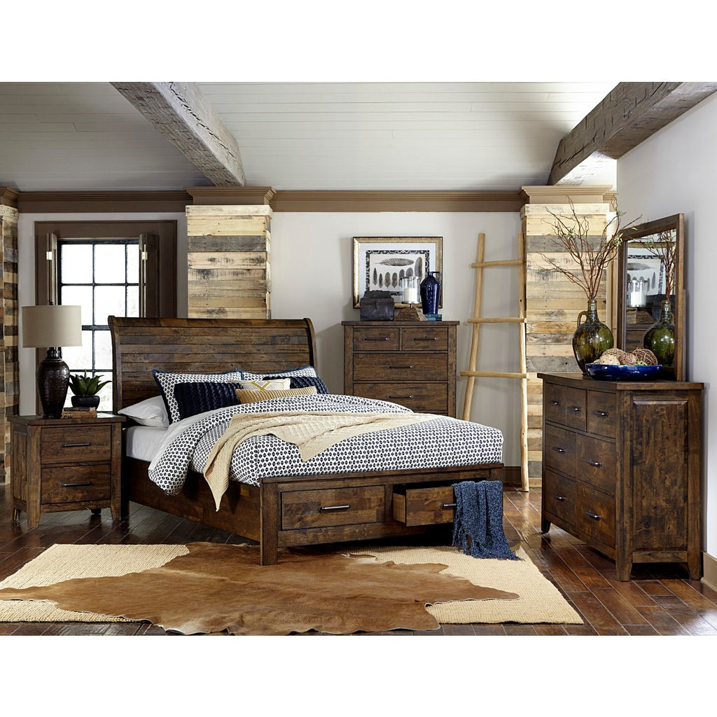 1957-1* Queen Sleigh Platform Bed with Footboard Storage