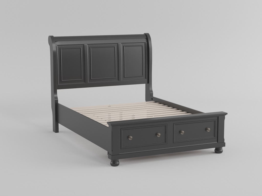 1714W-1* Queen Sleigh Platform Bed with Footboard Storage