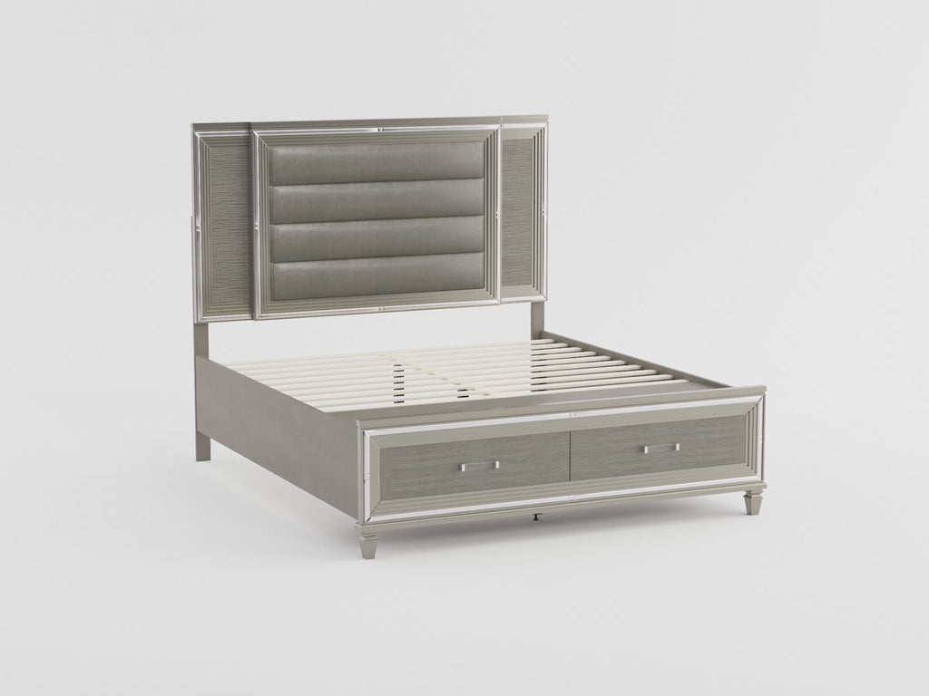 1616WK-1EK* Eastern King Platform Bed with LED Lighting and Footboard Storage