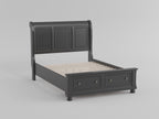 1714BK-1* Queen Sleigh Platform Bed with Footboard Storage